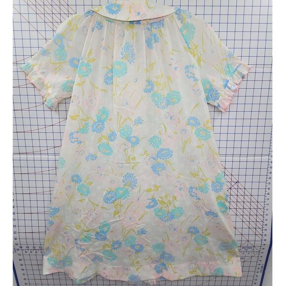 Lougers Vintage Bright Pink Blue‎ Ruffle Front Cottagecore House Dress - Picture 3 of 12